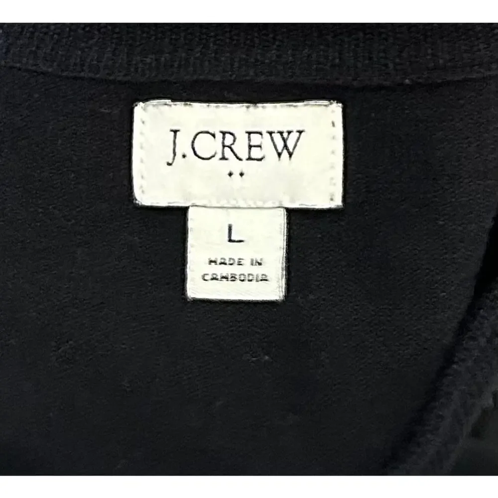 J. Crew Classic Cotton Cardigan Sweater Black E5957 Size L